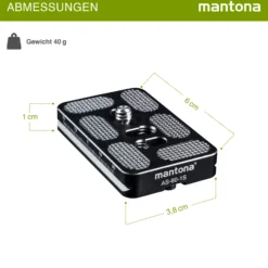 Mantona AS-60-1S Schnellwechselplatte Arca-Swiss kompatibel 60 x 38 mm Aluminium mit 1/4
