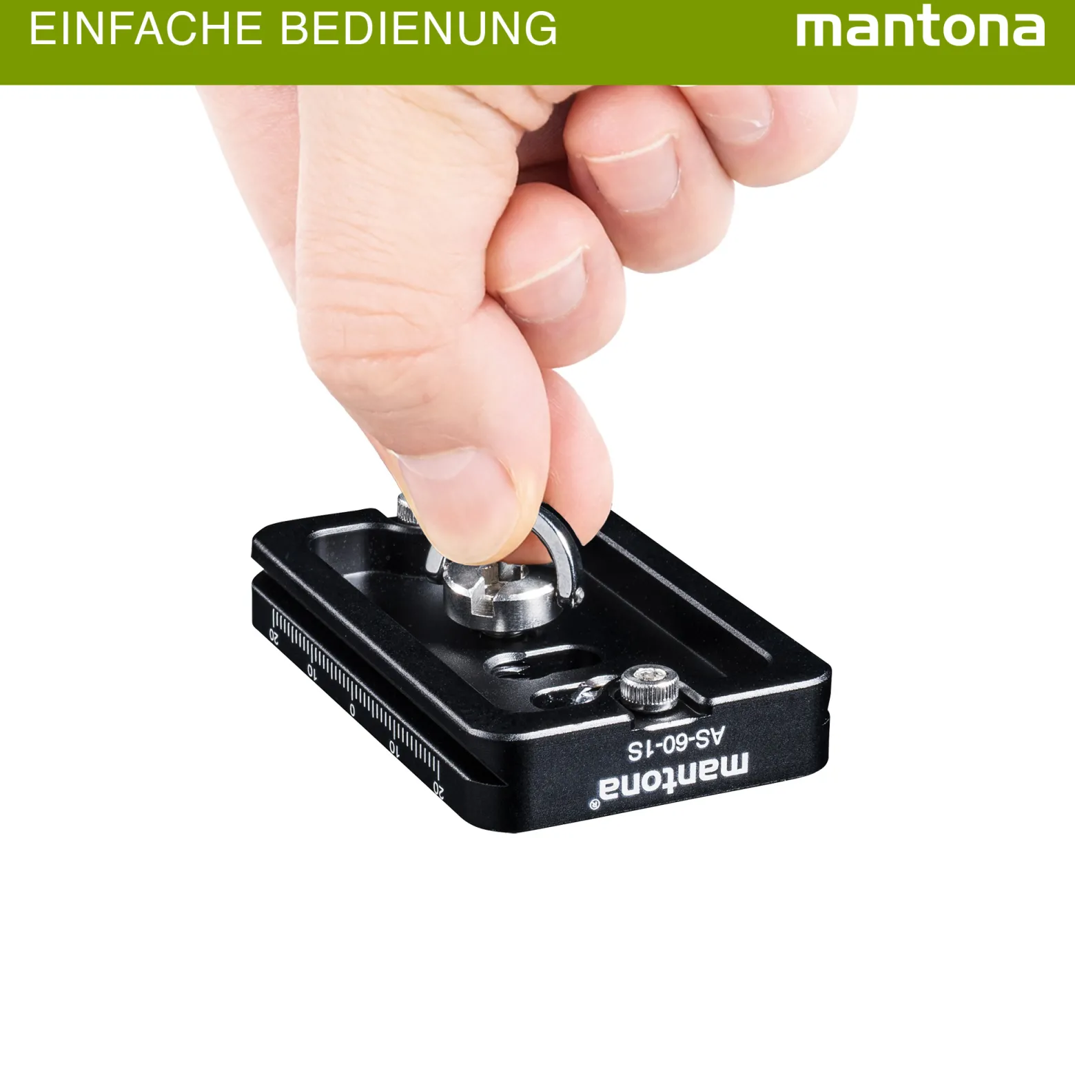 Mantona AS-60-1S Schnellwechselplatte Arca-Swiss kompatibel 60 x 38 mm Aluminium mit 1/4" Schraube Gummipuffern