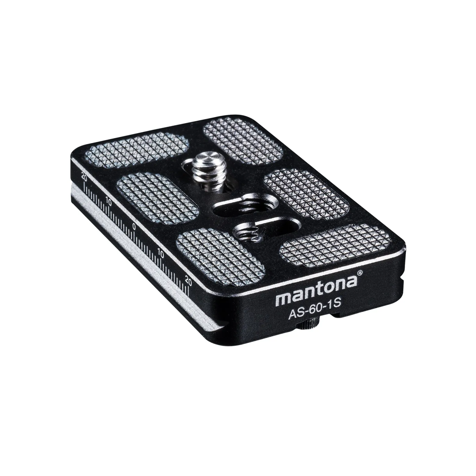 Mantona AS-60-1S Schnellwechselplatte Arca-Swiss kompatibel 60 x 38 mm Aluminium mit 1/4" Schraube Gummipuffern