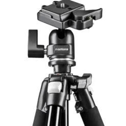Mantona Basic Scout Max Set Fotostativ Kamerastativ bis 160 cm + Auslegearm, Kugelkopf umkehrbare Mittelsäule, ideal für Reisen und Outdoor Fotografie