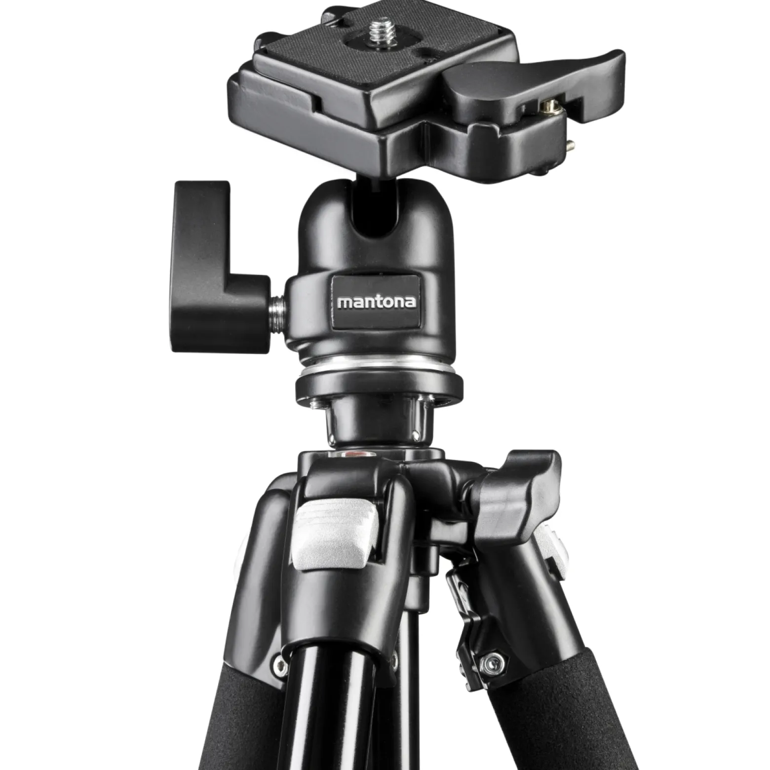 Mantona Basic Scout Max Set Fotostativ Kamerastativ bis 160 cm + Auslegearm, Kugelkopf umkehrbare Mittelsäule, ideal für Reisen und Outdoor Fotografie