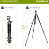 Mantona Basic Scout Stativ - 90 x 90 x 615 mm / max. Traglast 5 kg - aus Aluminium - mit Kugelkopf, Wasserwaage, umkehrbarer Mittelsäule - Reisestativ Travelstativ passend für Kameras