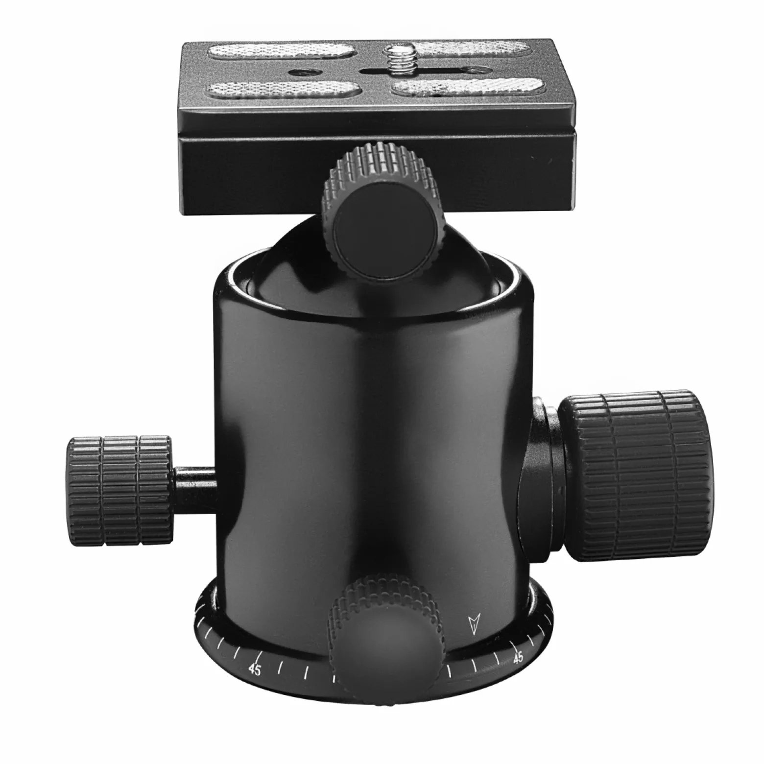 Mantona Basic TBH 3. VIII Kugelkopf – 360° Panorama Kugelkopf mit Friktion und Schnellwechselplatte, Traglast 25 kg, Höhe 12 cm, Gewicht 740 g, für Foto Stativ, DSLR und DSLM Kamera