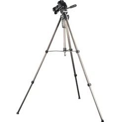 Mantona Basic Travel Pro III Fotostativ 63-168 cm max. 3 kg Aluminium Dreibein Videostativ mit Schnellwechselplatte und Tasche