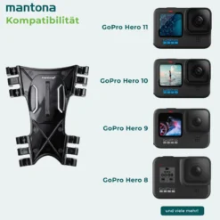 Mantona 360° Befestigungsclip (kompatibel mit GoPro Schnellspann Halterung, Hero 11 10 9 8 7 6 5 4 3+ 3 2 1, Session und andere kompatible Action Cams, 360° drehbar, flache Ausführung)