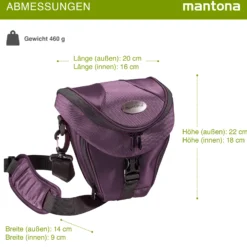 Mantona Colt Kameratasche - Universaltasche inkl. Schnellzugriff, Staubschutz, Tragegurt und Zubehörfach, geeignet für DSLM und DSLR Kameras, lila