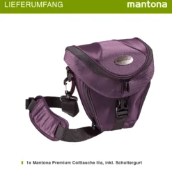 Mantona Colt Kameratasche - Universaltasche inkl. Schnellzugriff, Staubschutz, Tragegurt und Zubehörfach, geeignet für DSLM und DSLR Kameras, lila