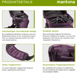 Mantona Colt Kameratasche - Universaltasche inkl. Schnellzugriff, Staubschutz, Tragegurt und Zubehörfach, geeignet für DSLM und DSLR Kameras, lila