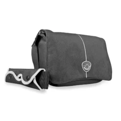 Mantona Cool Bag Kameratasche schwarz/weiß, hochwertige Fototasche mit gepolsterter Inneneinteilung & Netzfach, Kamera Umhängetasche aus wasserabweisendem Material
