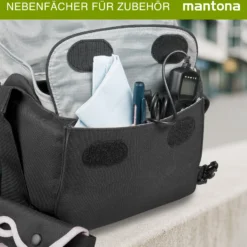 Mantona Cool Bag Kameratasche schwarz/weiß, hochwertige Fototasche mit gepolsterter Inneneinteilung & Netzfach, Kamera Umhängetasche aus wasserabweisendem Material