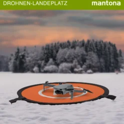Mantona Drohnen-Landeplatz faltbar Ø 75 cm wetterfest mit Metallheringen kompakt auf 29 cm faltbar mit Transporttasche und beidseitiger H-Markierung