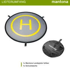 Mantona Drohnen-Landeplatz faltbar inkl. Transporttasche, 107 cm Durchmesser, ideal für ferngesteuerte Drohne, Quadcopter, Mini-Helikopter