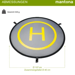 Mantona Drohnen-Landeplatz faltbar inkl. Transporttasche, 107 cm Durchmesser, ideal für ferngesteuerte Drohne, Quadcopter, Mini-Helikopter