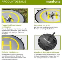 Mantona Drohnen-Landeplatz faltbar inkl. Transporttasche, 107 cm Durchmesser, ideal für ferngesteuerte Drohne, Quadcopter, Mini-Helikopter