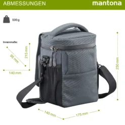 Mantona Drohnen Tasche 15 x 21 x 14 cm Innenmaße, Tragetasche für Drohne und Zubehör inkl. Schulter- & Hüftgurt, wasserabweisende Umhängetasche für Equipment, Flugdrohne, Multicopter