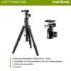 Mantona DSLM Reisestativ Travel - 350 x 90 x 90 mm / max. Traglast ca. 5 kg - mit Kugelkopf, Panoramaskala und 2 Wasserwaagen - Reisestativ Travelstativ passend für Kameras