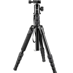 Mantona DSLM Reisestativ Travel - 350 x 90 x 90 mm / max. Traglast ca. 5 kg - mit Kugelkopf, Panoramaskala und 2 Wasserwaagen - Reisestativ Travelstativ passend für Kameras