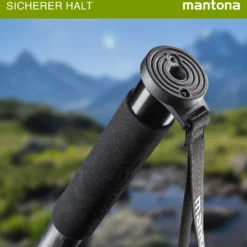 Mantona Einbeinstativ Pro ONE 165C aus ultraleichtem Carbon schwarz, Stativ höhenverstellbar 44-165 cm, praktische Schaumstoffummantelung & Handschlaufe, kompakt & belastbar mit Zubehör