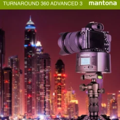 Mantona Elektrischer 360° Panoramakopf, Schwenkkopf mit Endlosrotation, Stativkopf für Panorama, Kamera Zubehör für GoPro Action-Kameras & Smartphones