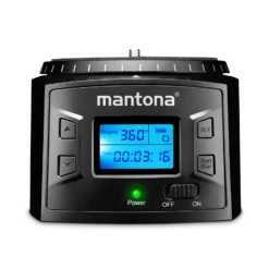 Mantona Elektrischer 360° Panoramakopf, Schwenkkopf mit Endlosrotation, Stativkopf für Panorama, Kamera Zubehör für GoPro Action-Kameras & Smartphones