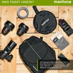 Mantona Elements 10 Outdoor Fotorucksack, leichter Kamerarucksack für DSLR & Systemkameras, Fototasche mit flexibler Innenaufteilung, Tablet-Fach, Organizer-Fach