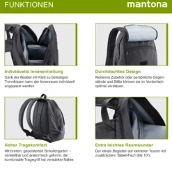 Mantona Elements 10 Outdoor Fotorucksack, leichter Kamerarucksack für DSLR & Systemkameras, Fototasche mit flexibler Innenaufteilung, Tablet-Fach, Organizer-Fach