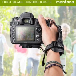 Mantona First Class Leder-Handschlaufe - 100 x 25 x 39 mm - aus weichem Leder - Handgriff mit Klickverschluss und 1/4