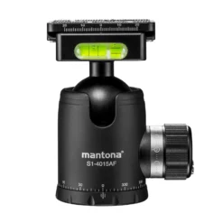 Mantona Fortress Kugelkopf 40 mm bis 15 kg, Stativkopf mit 360° Panorama-Funktion & 3 Wasserwaagen, inkl. Schnellwechselplatte und Friktionswegkontrolle