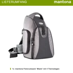 Mantona Fotorucksack Miami, leichter Kamerarucksack für DSLR & Systemkameras, Fototasche mit flexibler Innenaufteilung, gepolsterter Foto Wanderrucksack mit Schnellzugriff