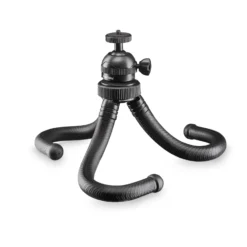 Mantona Gibbo Flex Ministativ 30 cm, Kamera Stativ mit flexiblen Beinen, Dreibein Reisestativ mit 360° Kugelkopf, Smartphonehalterung und Halterung kompatibel mit GoPro