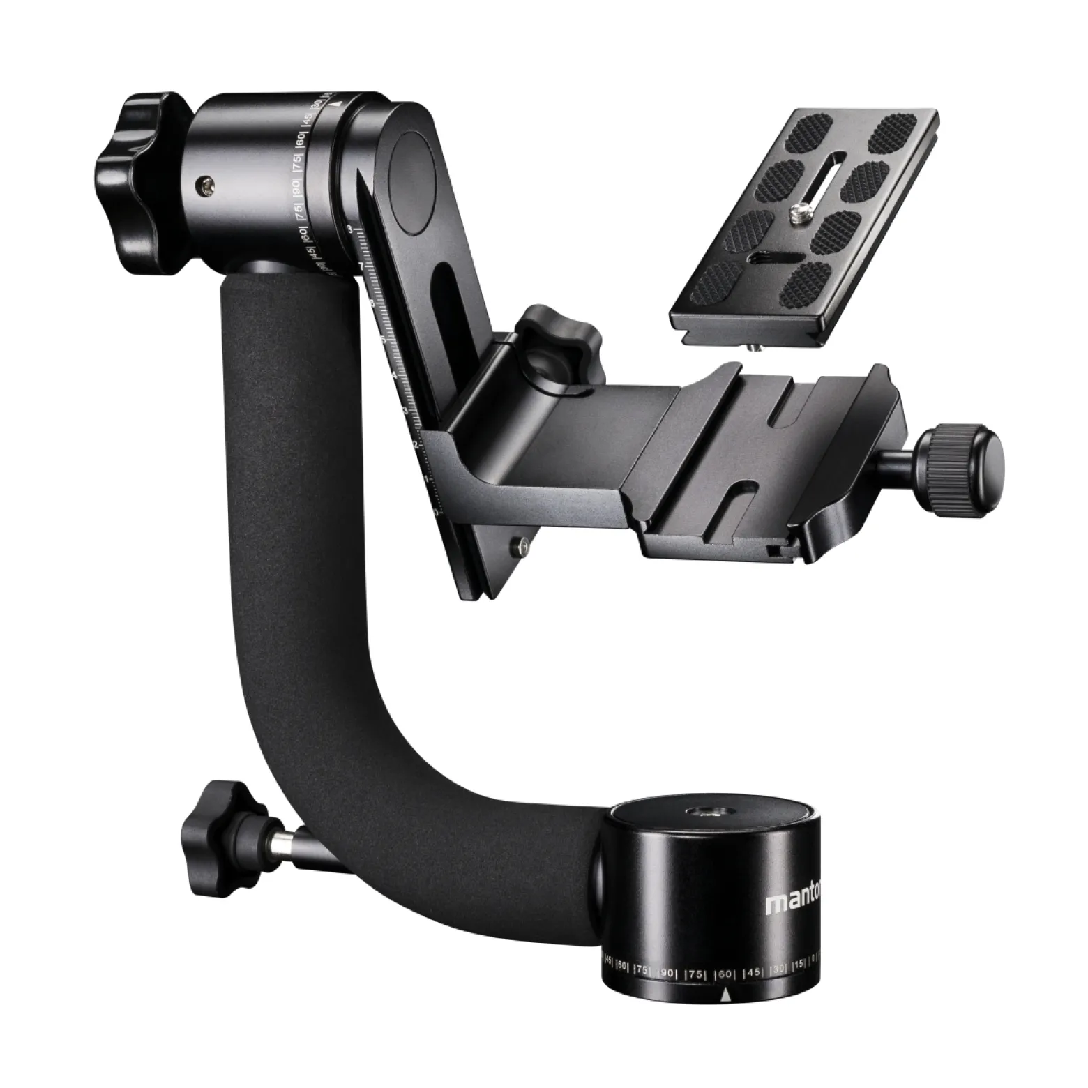 Mantona Gimbal TK-II Stativkopf für Teleobjektiv bis 8 kg belastbar inkl. Schnellwechselplatte für Sport- und Naturfotografie
