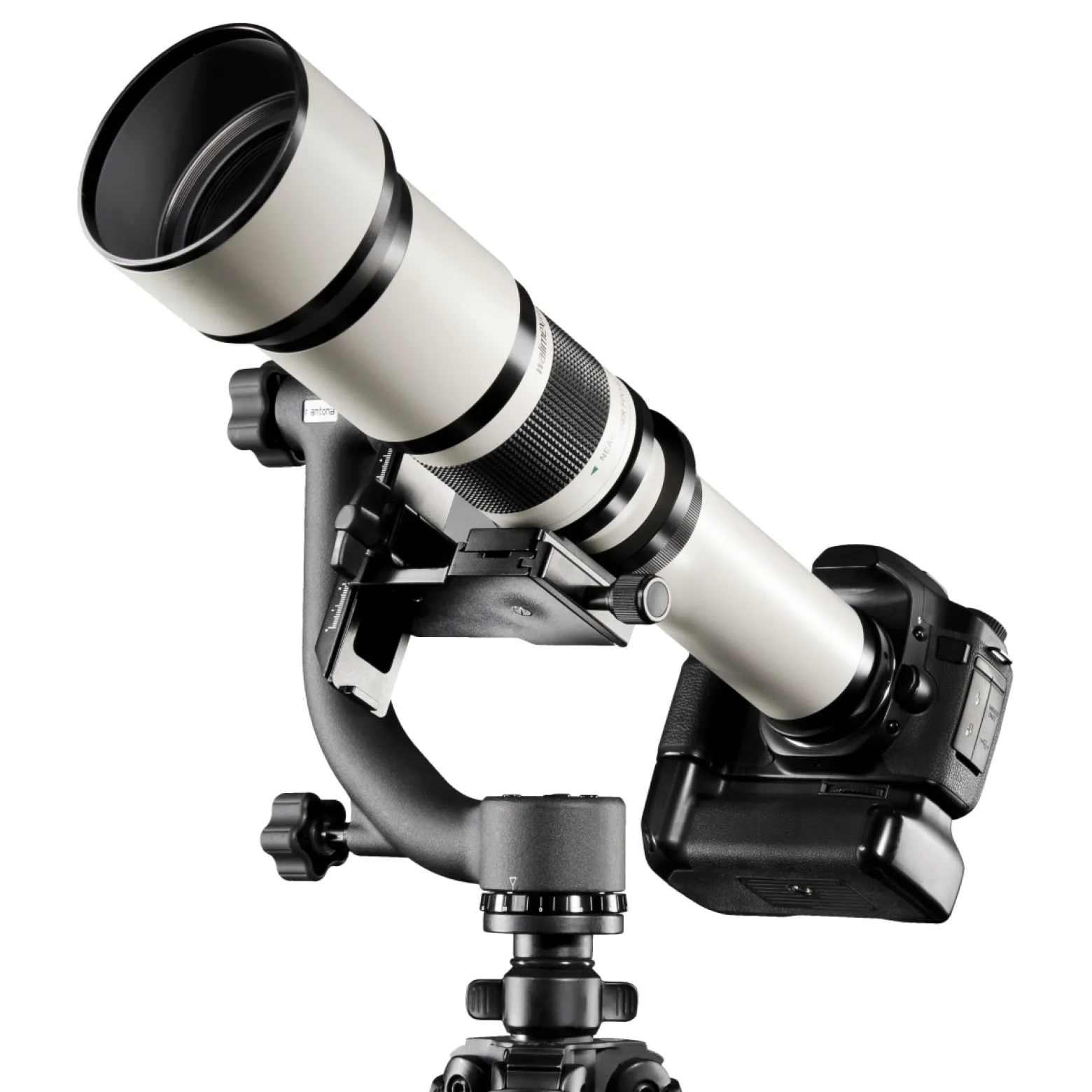 Mantona Gimbal TK-I Stativkopf für Teleobjektiv bis 10 kg belastbar inkl. Schnellwechselplatte für Sport- und Naturfotografie