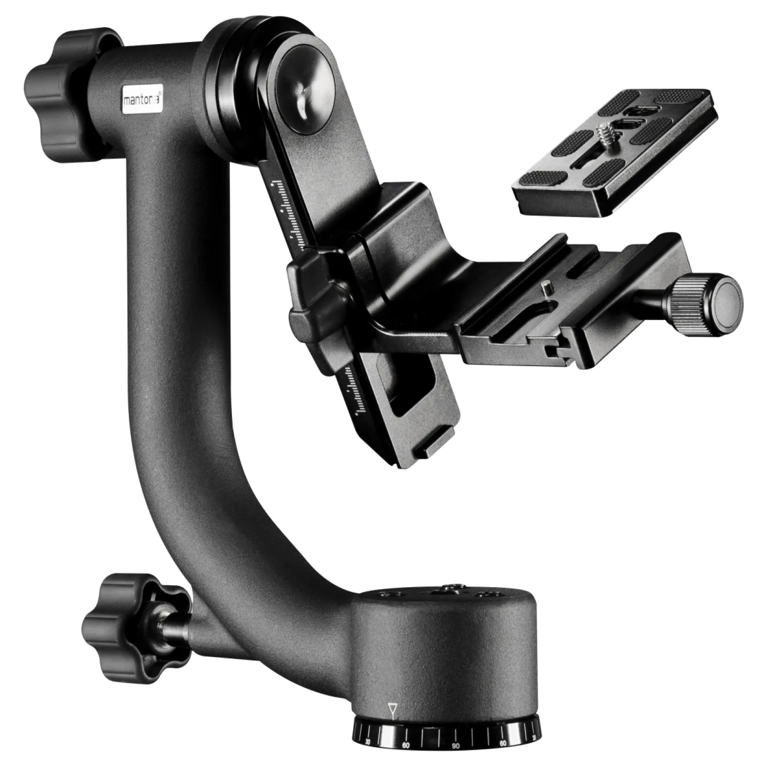 Mantona Gimbal TK-I Stativkopf für Teleobjektiv bis 10 kg belastbar inkl. Schnellwechselplatte für Sport- und Naturfotografie