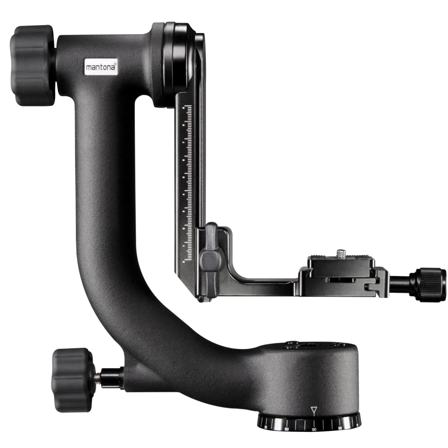 Mantona Gimbal TK-I Stativkopf für Teleobjektiv bis 10 kg belastbar inkl. Schnellwechselplatte für Sport- und Naturfotografie