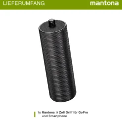 Mantona Griff kompatibel mit GoPro/Smartphone - 70 x 25 x 20 mm - mit 1/4 Zoll Gewinde - Halterung Halter Griff Handgriff für Kamera Handy - Fotozubehör Kamerazubehör