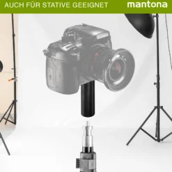 Mantona Griff kompatibel mit GoPro/Smartphone - 70 x 25 x 20 mm - mit 1/4 Zoll Gewinde - Halterung Halter Griff Handgriff für Kamera Handy - Fotozubehör Kamerazubehör