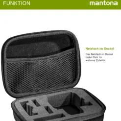 Mantona Hardcase Tasche kompatibel mit GoPro Action Cam 11 10 9 8 7 – robustes Schutzhülle mit Schaumstoff-Inlay, vorgestanzten Fächern & Deckelfach, Größe S