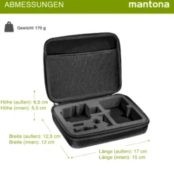 Mantona Hardcase Tasche kompatibel mit GoPro Action Cam 11 10 9 8 7 – robustes Schutzhülle mit Schaumstoff-Inlay, vorgestanzten Fächern & Deckelfach, Größe S