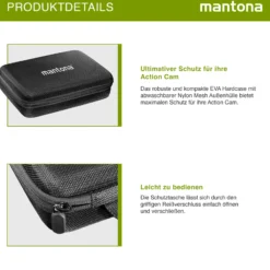 Mantona Hardcase Tasche kompatibel mit GoPro Action Cam 11 10 9 8 7 – robustes Schutzhülle mit Schaumstoff-Inlay, vorgestanzten Fächern & Deckelfach