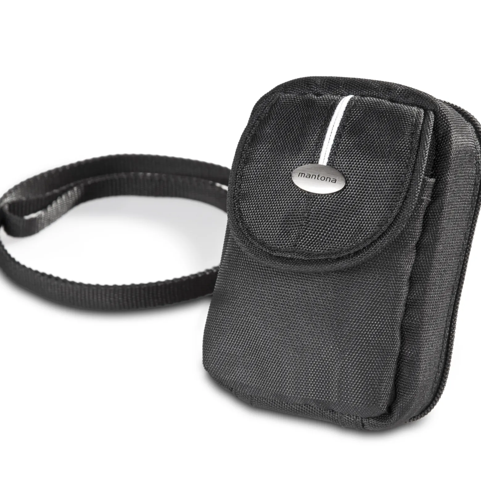 Mantona Jaspis Kameratasche – leichte & kompakte Tasche für Digitalkameras, weiche Polsterung, inklusive Gürtelschlaufe & Tragegurt, schneller Zugriff & Zusatzfach für Zubehör