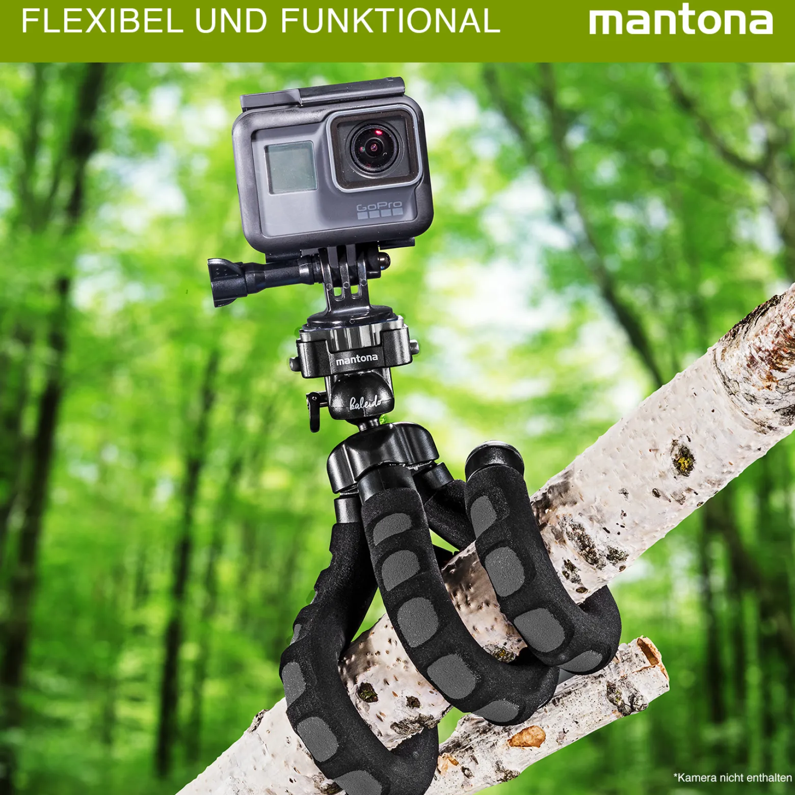 Mantona Kaleido Flex Stativ deep grey - 270 x 43 x 43 mm - flexibel biegbar - mit Kugelkopf und Schnellwechselplatte - Reisestativ Travelstativ passend für Kameras, Smartphones, Action Cams