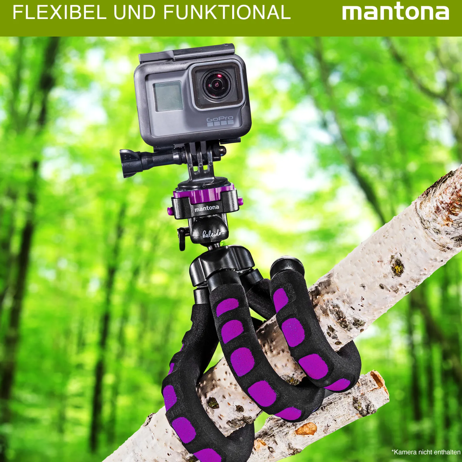 Mantona Kaleido Flex Stativ glamour pink - 270 x 43 x 43 mm - flexibel biegbar - mit Kugelkopf und Schnellwechselplatte - Reisestativ Travelstativ passend für Kameras, Smartphones, Action Cams