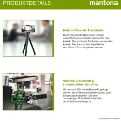 Mantona Kaleido Flex Stativ lime green - 270 x 43 x 43 mm - flexibel biegbar - mit Kugelkopf und Schnellwechselplatte - Reisestativ Travelstativ passend für Kameras, Smartphones, Action Cams