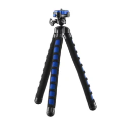 Mantona Kaleido Flex Stativ ocean blue - 270 x 43 x 43 mm - flexibel biegbar - mit Kugelkopf und Schnellwechselplatte - Reisestativ Travelstativ passend für Kameras, Smartphones, Action Cams