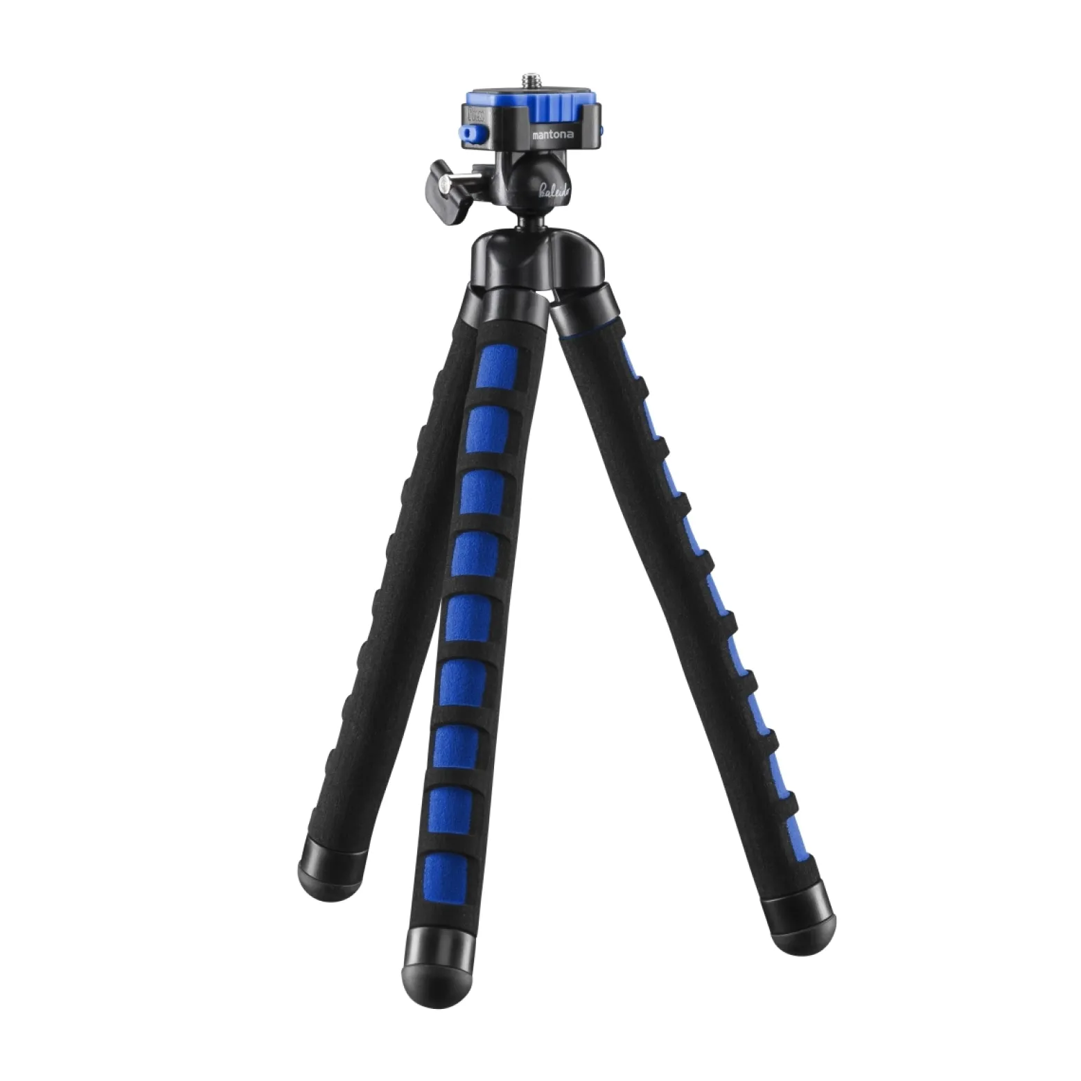 Mantona Kaleido Flex Stativ ocean blue - 270 x 43 x 43 mm - flexibel biegbar - mit Kugelkopf und Schnellwechselplatte - Reisestativ Travelstativ passend für Kameras, Smartphones, Action Cams