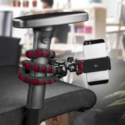 Mantona Kaleido Flex Stativ sundown red - 270 x 43 x 43 mm - flexibel biegbar - mit Kugelkopf und Schnellwechselplatte - Reisestativ Travelstativ passend für Kameras, Smartphones, Action Cams