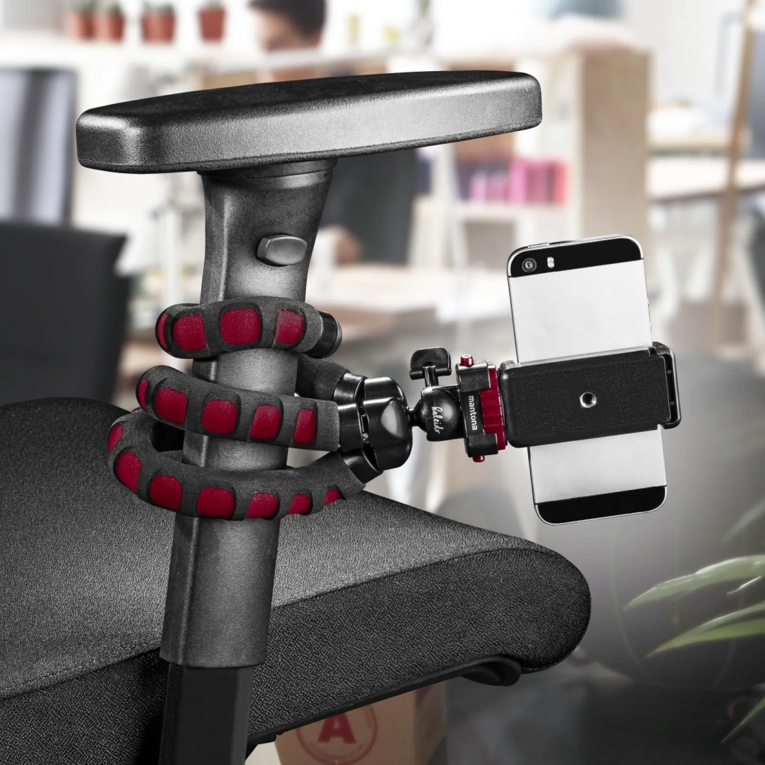 Mantona Kaleido Flex Stativ sundown red - 270 x 43 x 43 mm - flexibel biegbar - mit Kugelkopf und Schnellwechselplatte - Reisestativ Travelstativ passend für Kameras, Smartphones, Action Cams