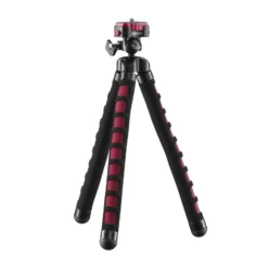 Mantona Kaleido Flex Stativ sundown red - 270 x 43 x 43 mm - flexibel biegbar - mit Kugelkopf und Schnellwechselplatte - Reisestativ Travelstativ passend für Kameras, Smartphones, Action Cams