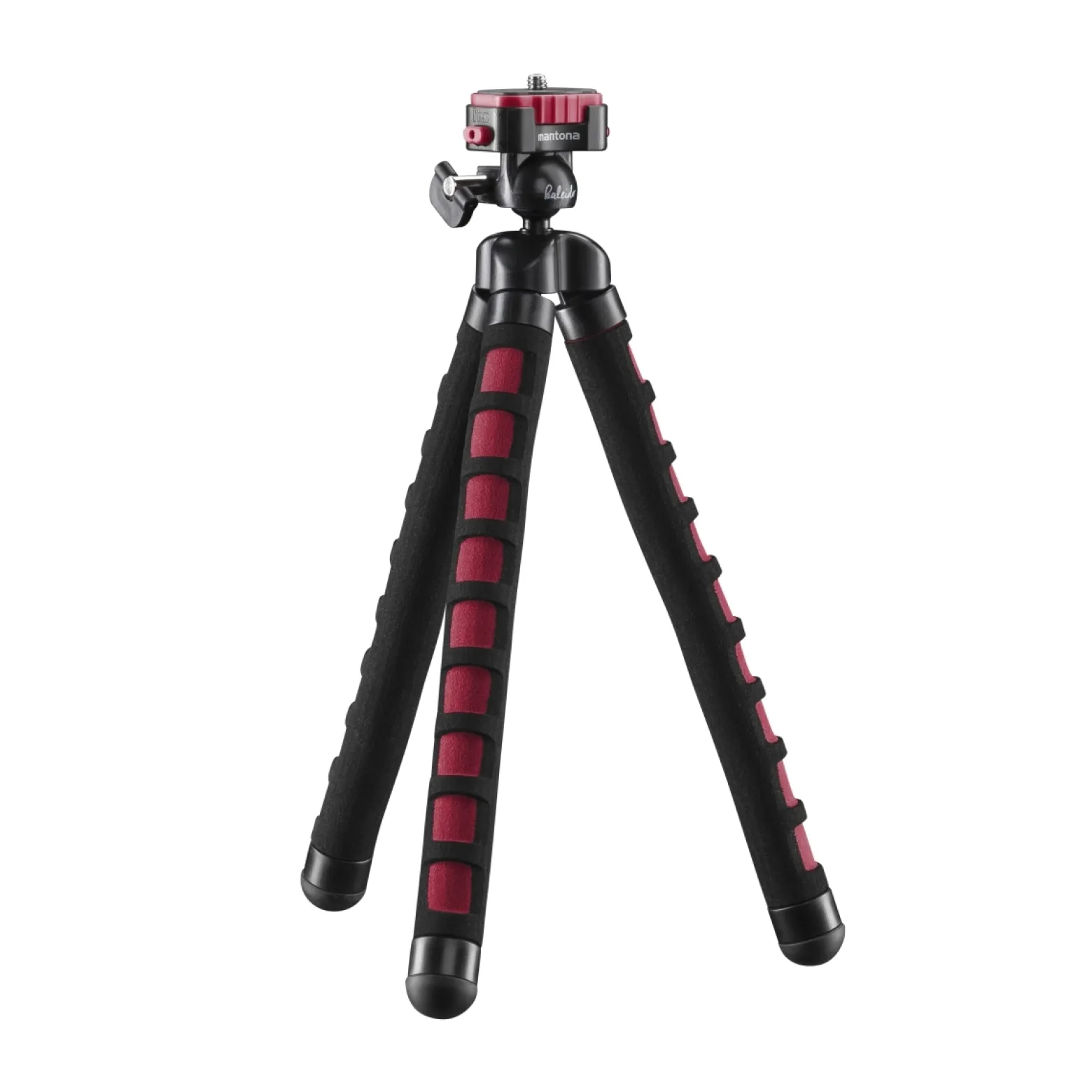Mantona Kaleido Flex Stativ sundown red - 270 x 43 x 43 mm - flexibel biegbar - mit Kugelkopf und Schnellwechselplatte - Reisestativ Travelstativ passend für Kameras, Smartphones, Action Cams