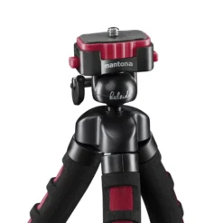 Mantona Kaleido Flex Stativ sundown red - 270 x 43 x 43 mm - flexibel biegbar - mit Kugelkopf und Schnellwechselplatte - Reisestativ Travelstativ passend für Kameras, Smartphones, Action Cams